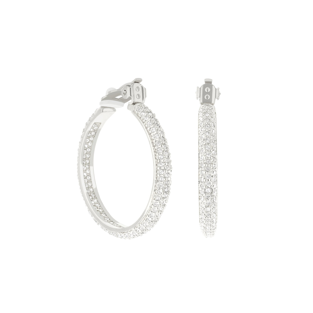 Pave Hoop Earrings — French Clip