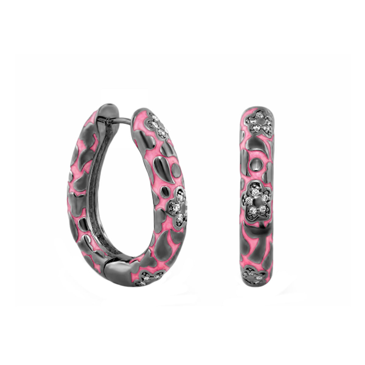 Flowers by Orly Earrings — Pavé Flower Oval Hoop