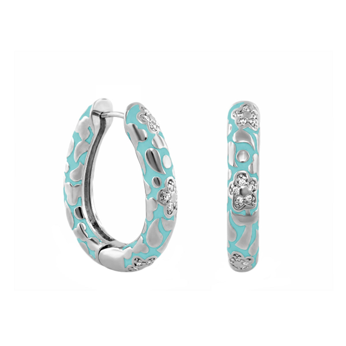 Flowers by Orly Earrings — Pavé Flower Oval Hoop