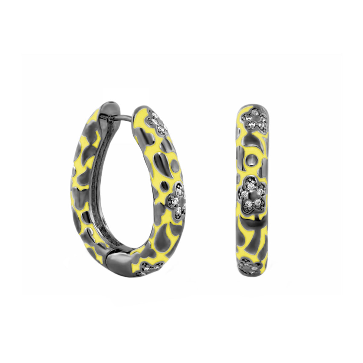 Flowers by Orly Earrings — Pavé Flower Oval Hoop