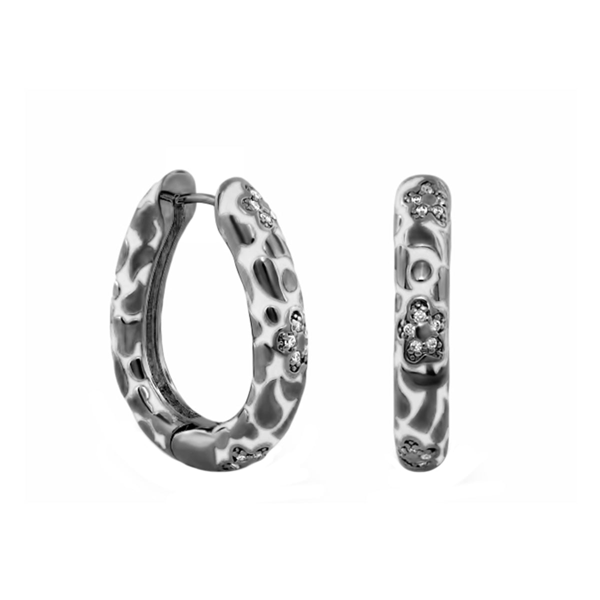 Flowers by Orly Earrings — Pavé Flower Oval Hoop