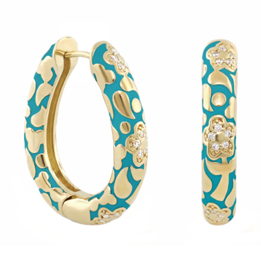 Flowers by Orly Earrings — Pavé Flower Oval Hoop
