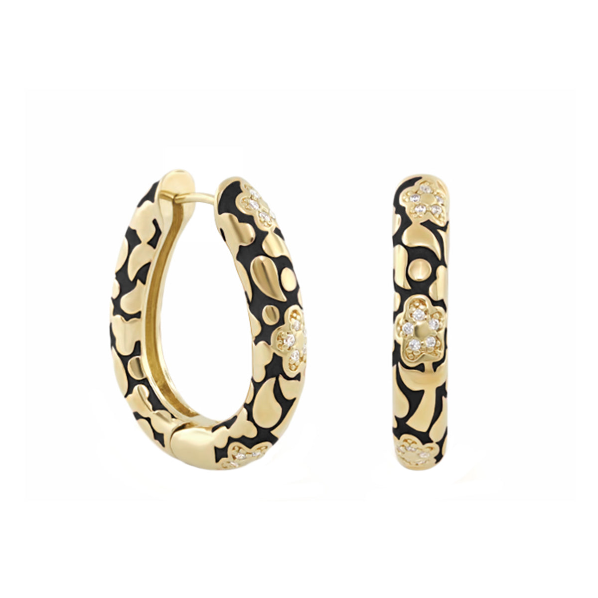 Flowers by Orly Earrings — Pavé Flower Oval Hoop