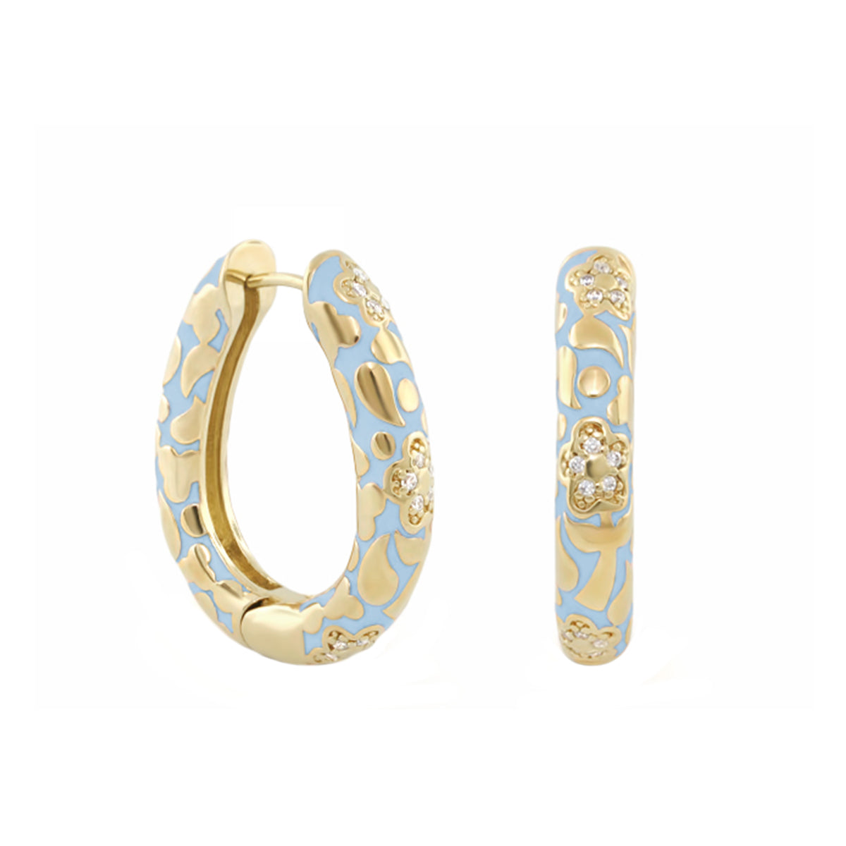 Flowers by Orly Earrings — Pavé Flower Oval Hoop