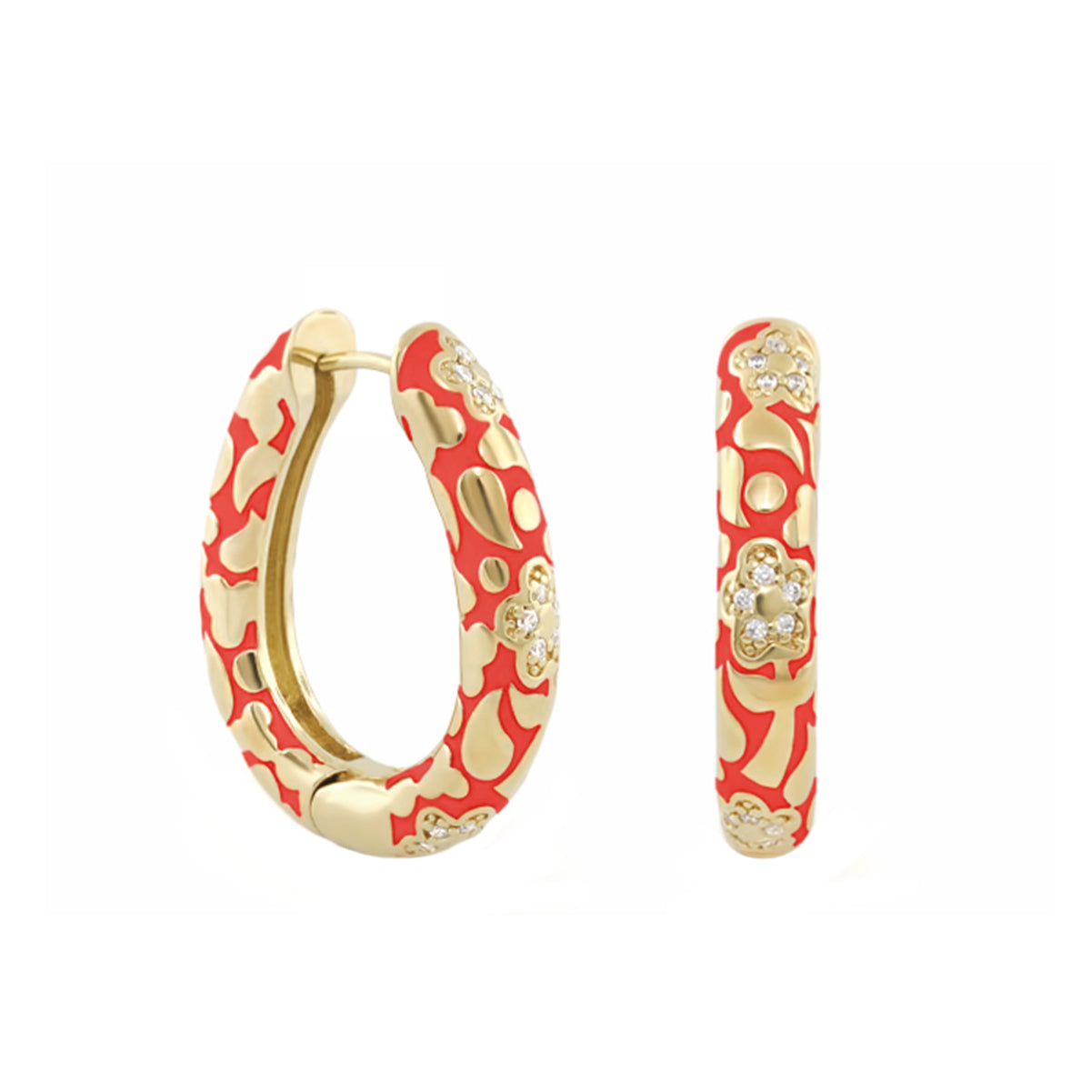 Flowers by Orly Earrings — Pavé Flower Oval Hoop