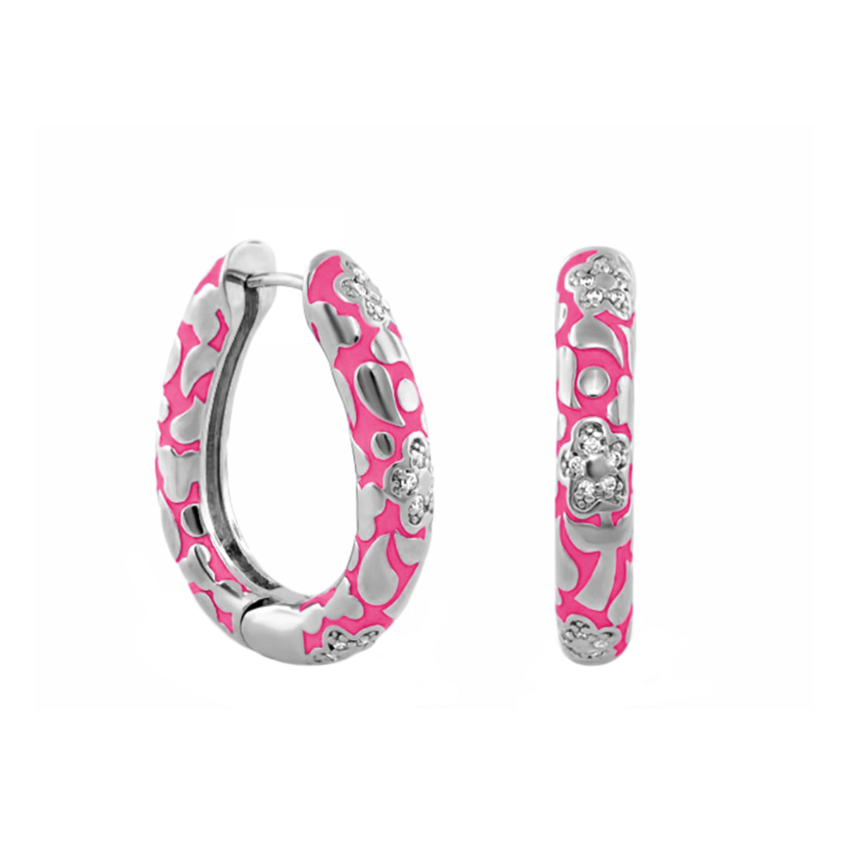Flowers by Orly Earrings — Pavé Flower Oval Hoop