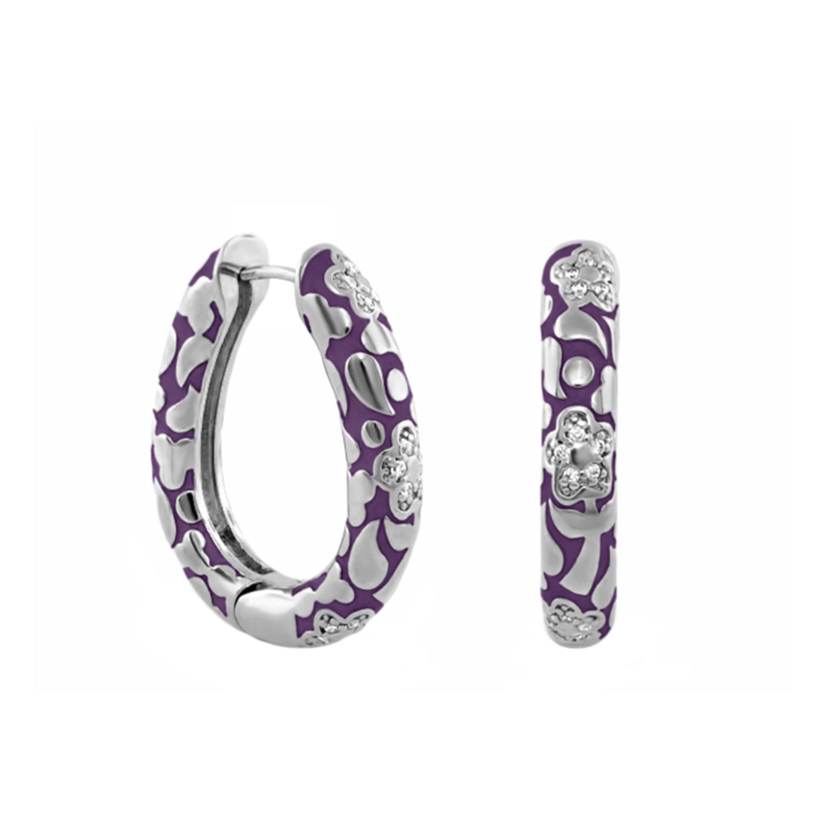 Flowers by Orly Earrings — Pavé Flower Oval Hoop