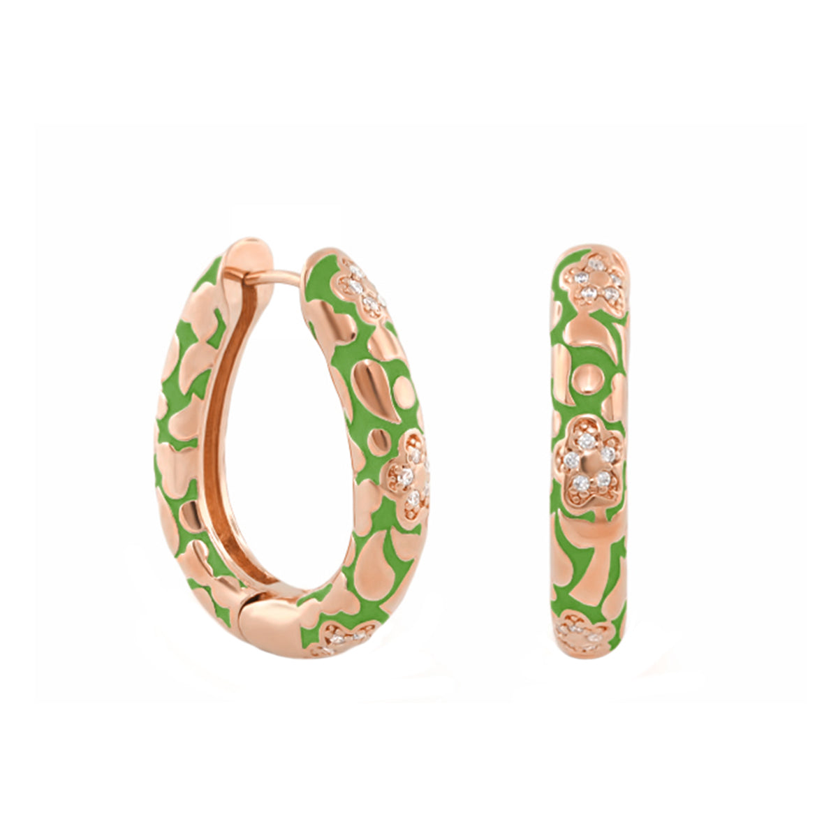 Flowers by Orly Earrings — Pavé Flower Oval Hoop