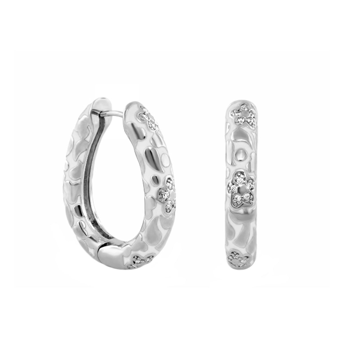 Flowers by Orly Earrings — Pavé Flower Oval Hoop