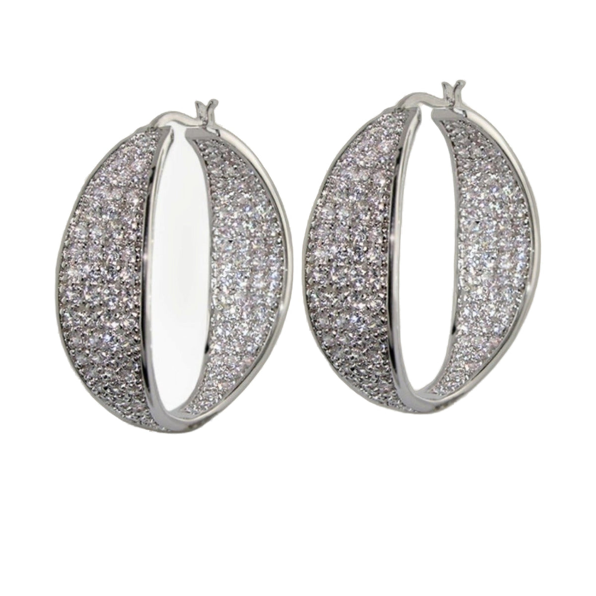 Pave Hoop Earrings — Bold Dome