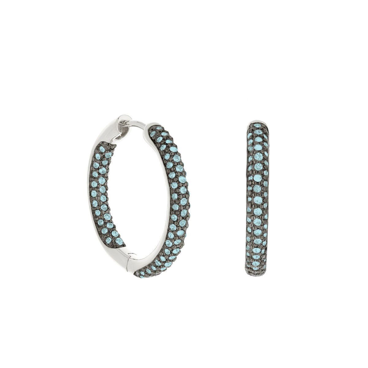 Pave Hoop Earrings — Domed Huggie