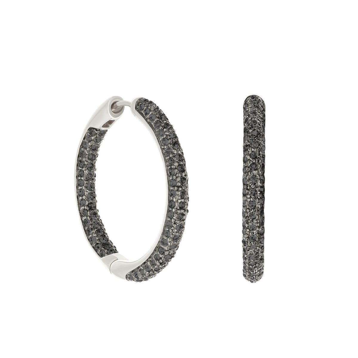 Pave Hoop Earrings — Domed Huggie