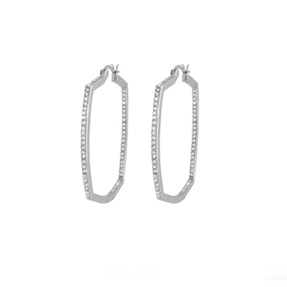 Pave Squared Hoop Earrings