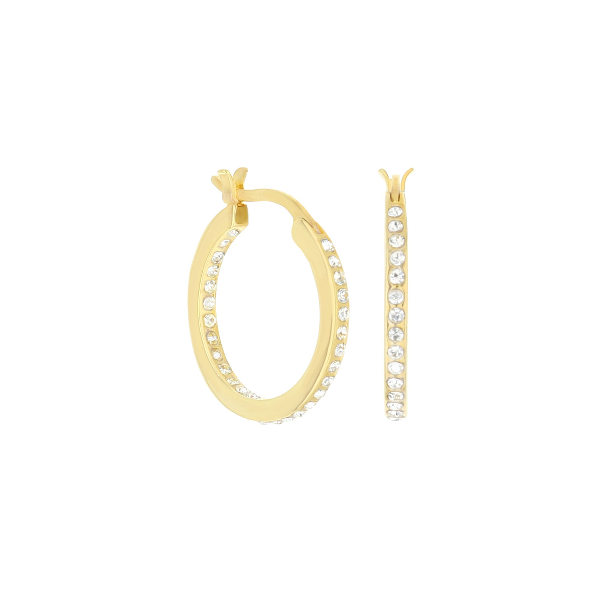 Pave Hoop Earrings — Slim Inlay
