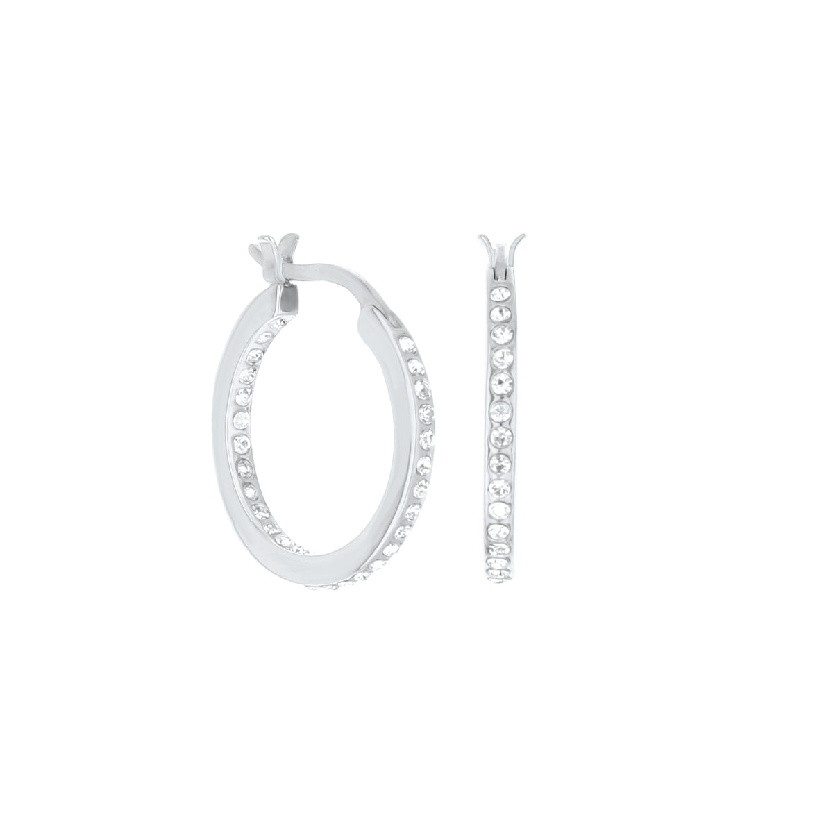 Pave Hoop Earrings — Slim Inlay