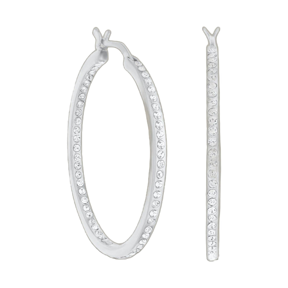 Pave Hoop Earrings — Slim Inlay
