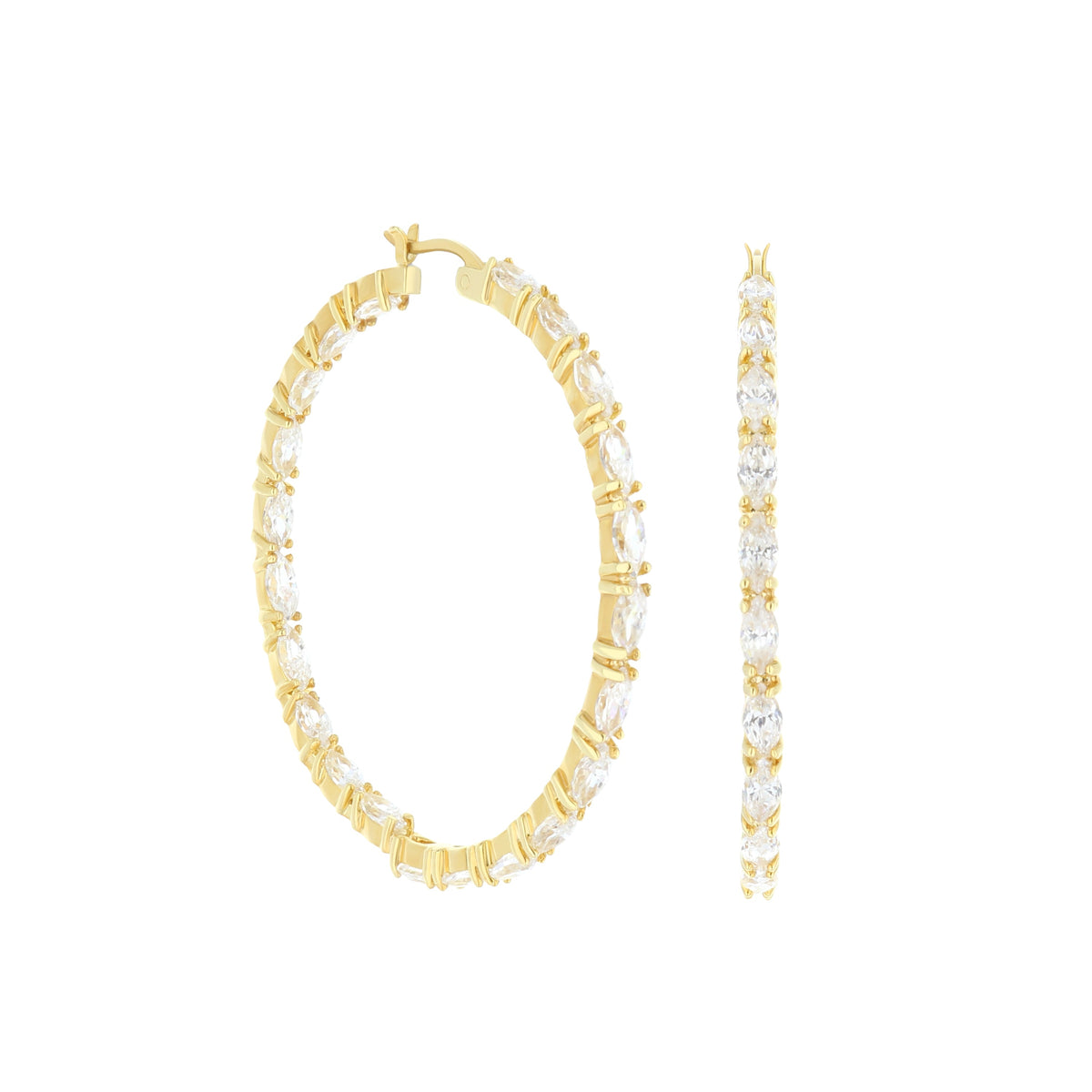 Pave Hoop Earrings — Marquise Station