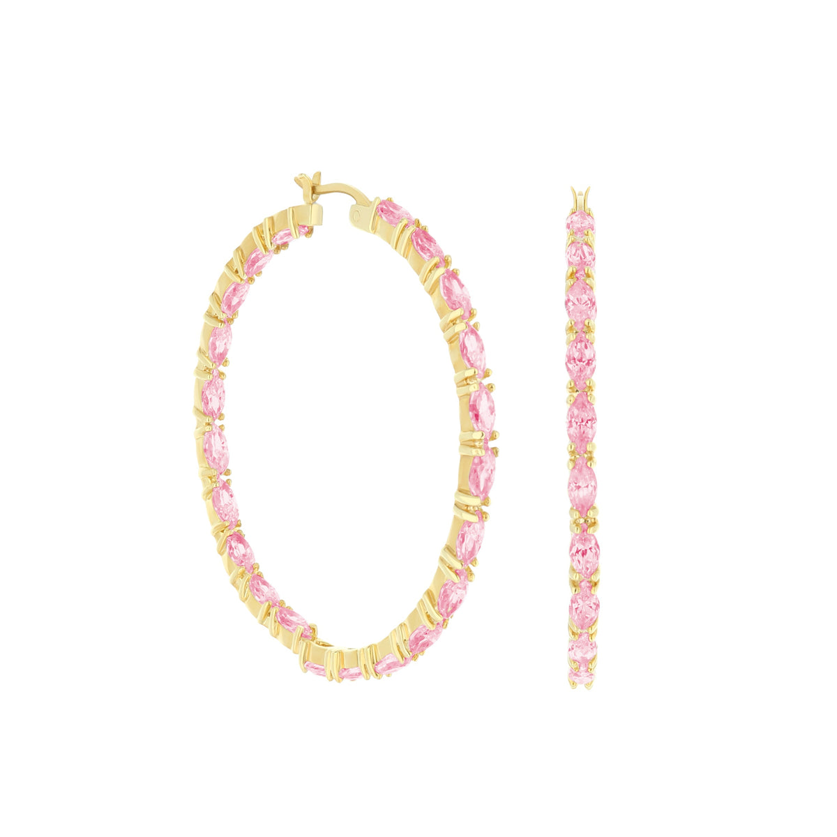 Pave Hoop Earrings — Marquise Station