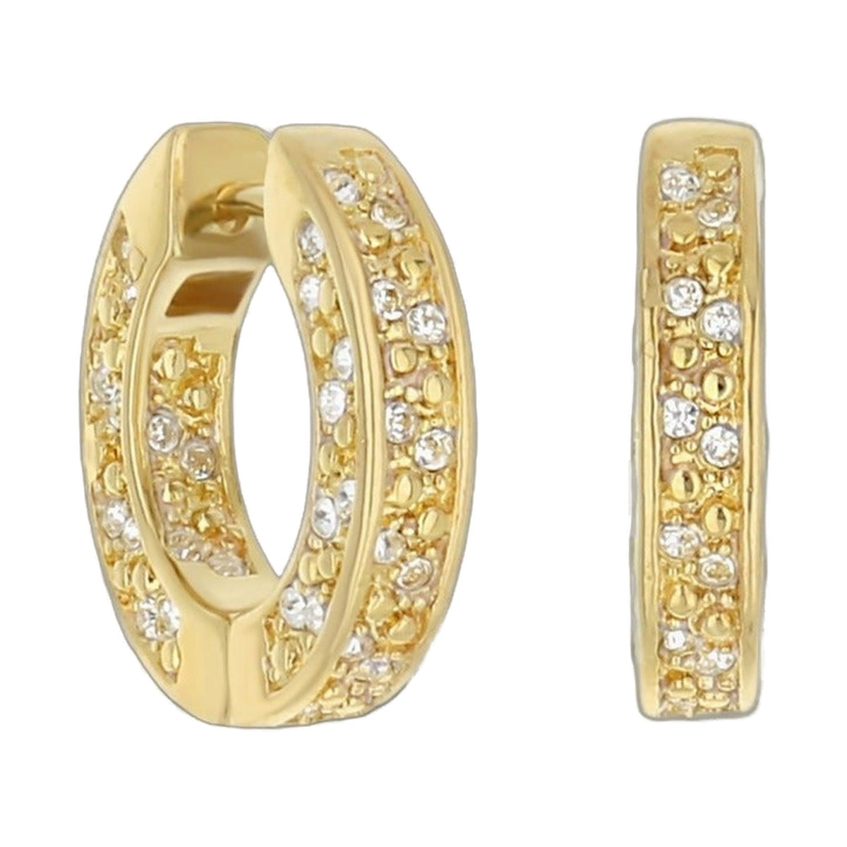 Pave Hoop Earrings — Beaded Edge Huggie