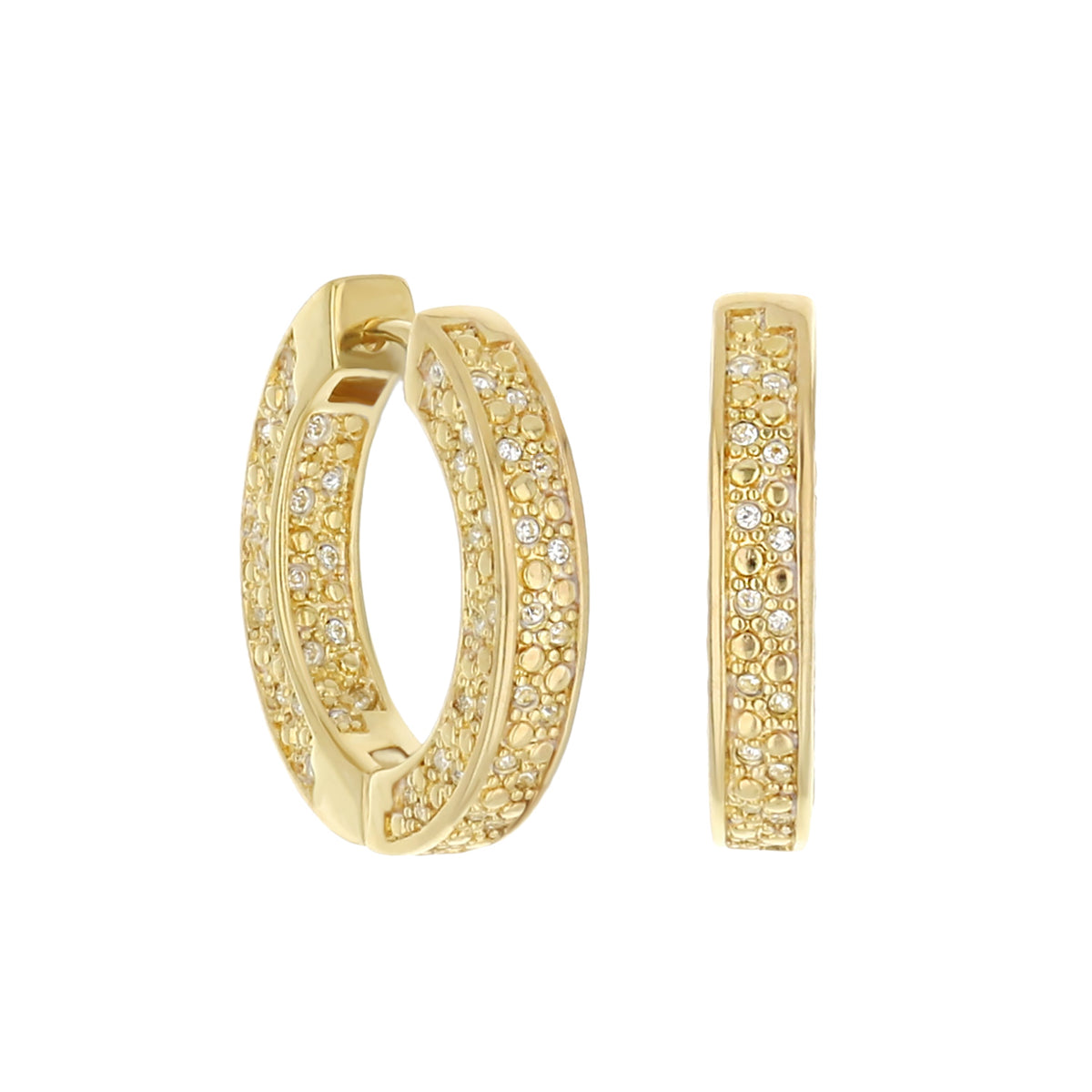 Pave Hoop Earrings — Beaded Edge Huggie