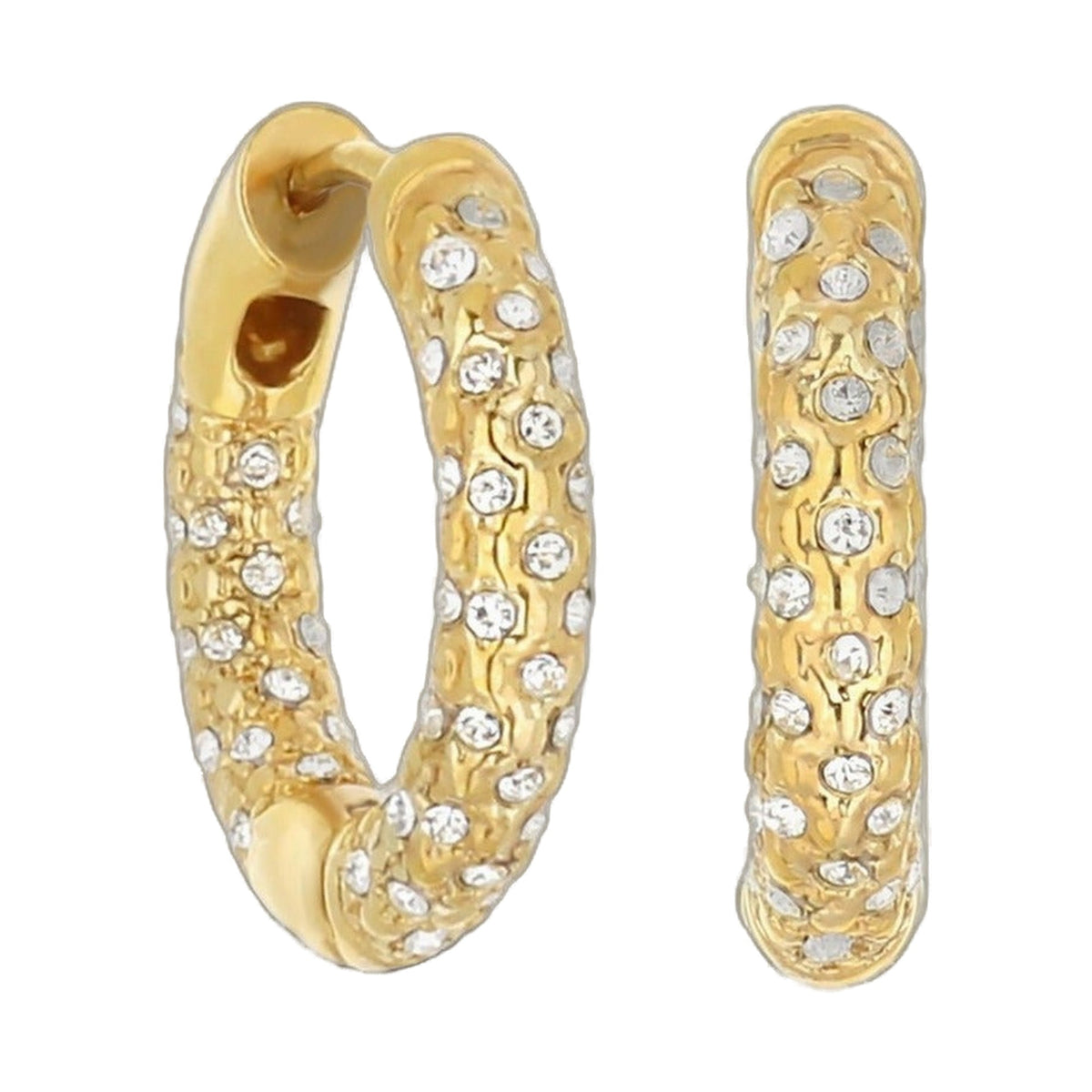 Pave Hoop Earrings — Honeycomb Huggie