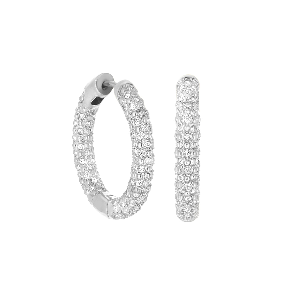 Pave Hoop Earrings — Honeycomb Huggie