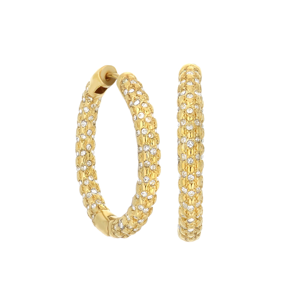 Pave Hoop Earrings — Honeycomb Huggie