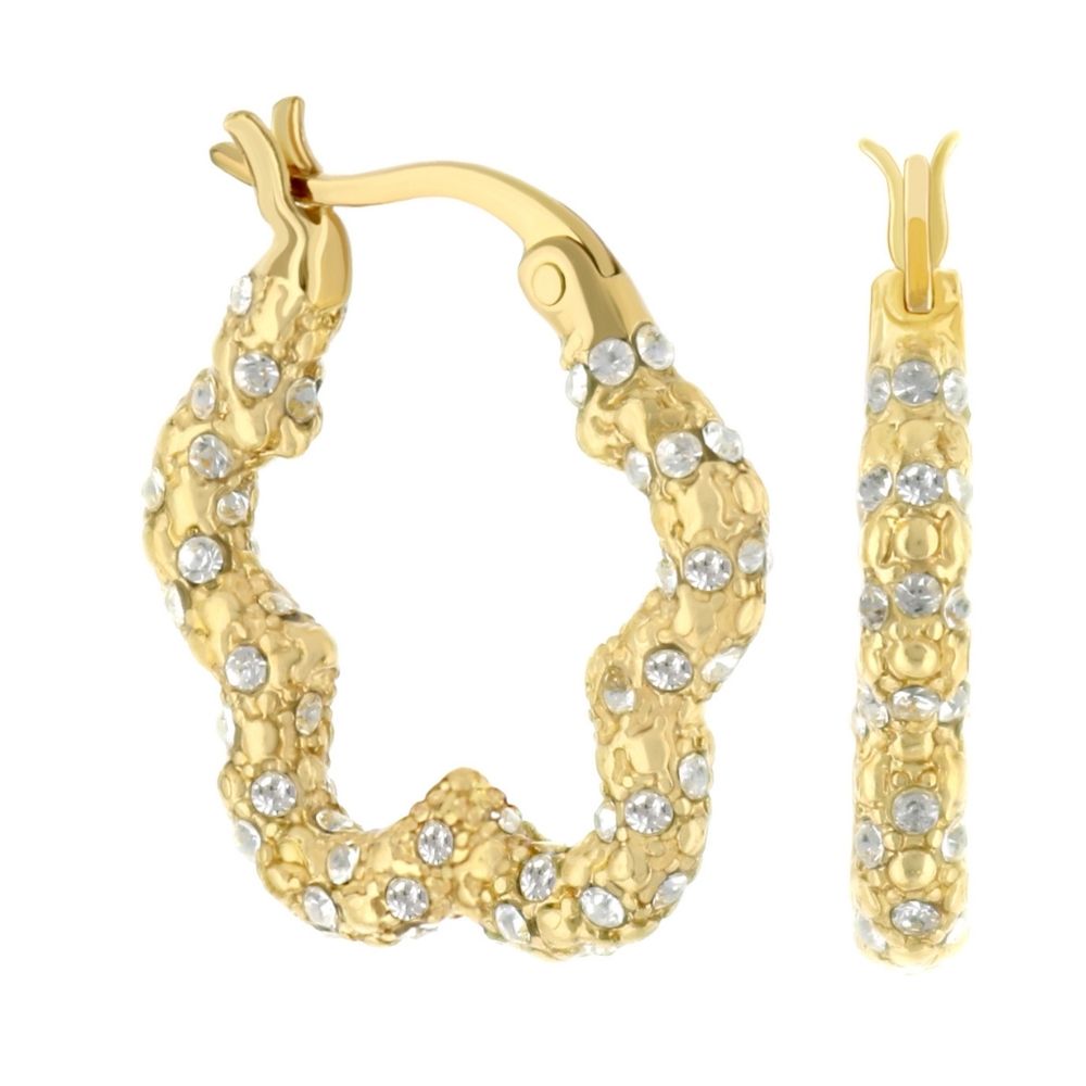Daisy Pave Hoop Earrings — Beaded Full Pavé