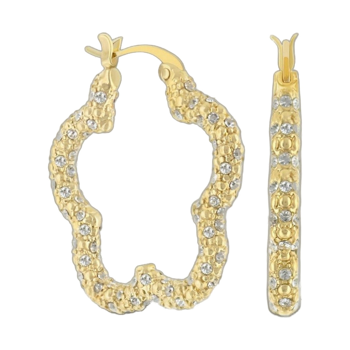 Daisy Pave Hoop Earrings — Beaded Full Pavé