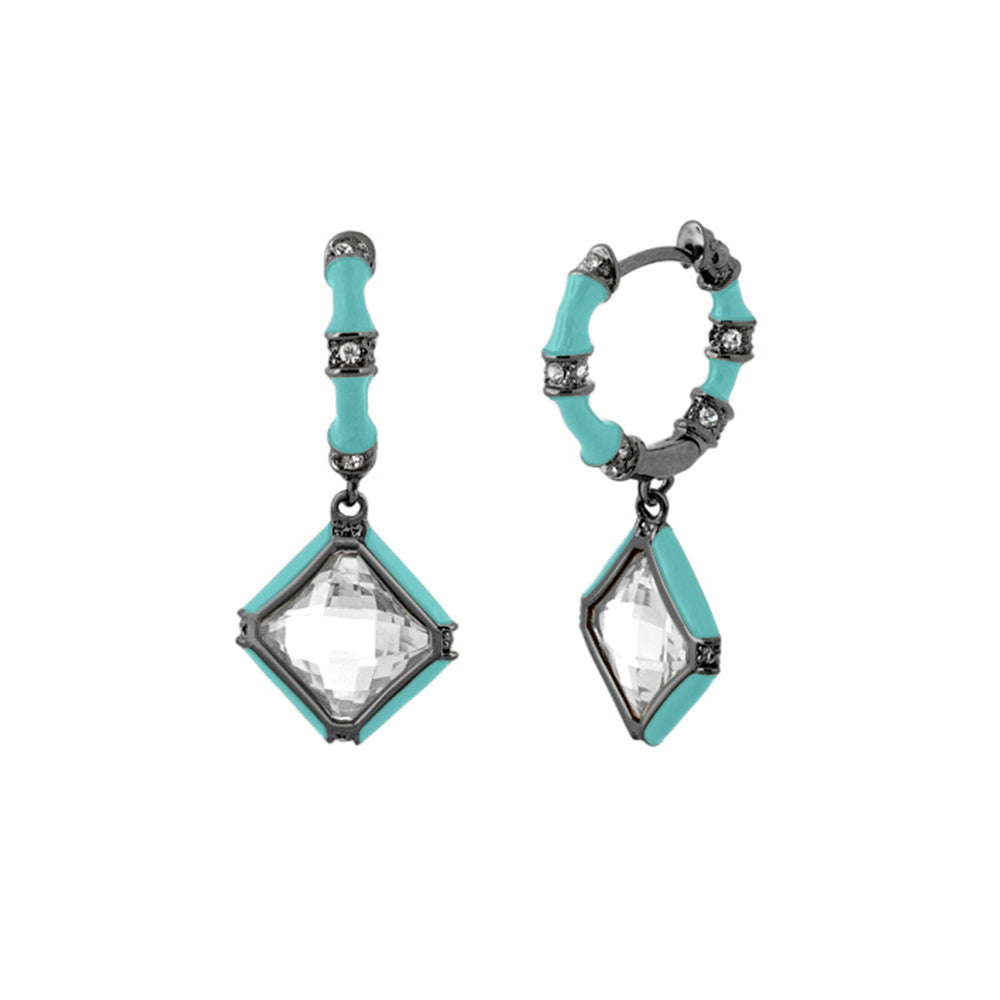 Prince Charming Earrings — Enamel-Framed Cushion Drop