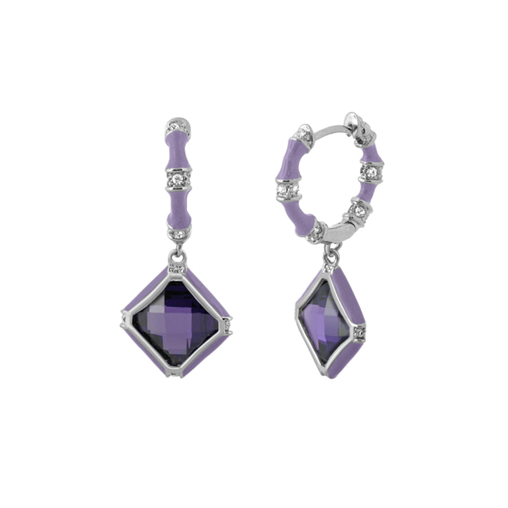 Prince Charming Earrings — Enamel-Framed Cushion Drop
