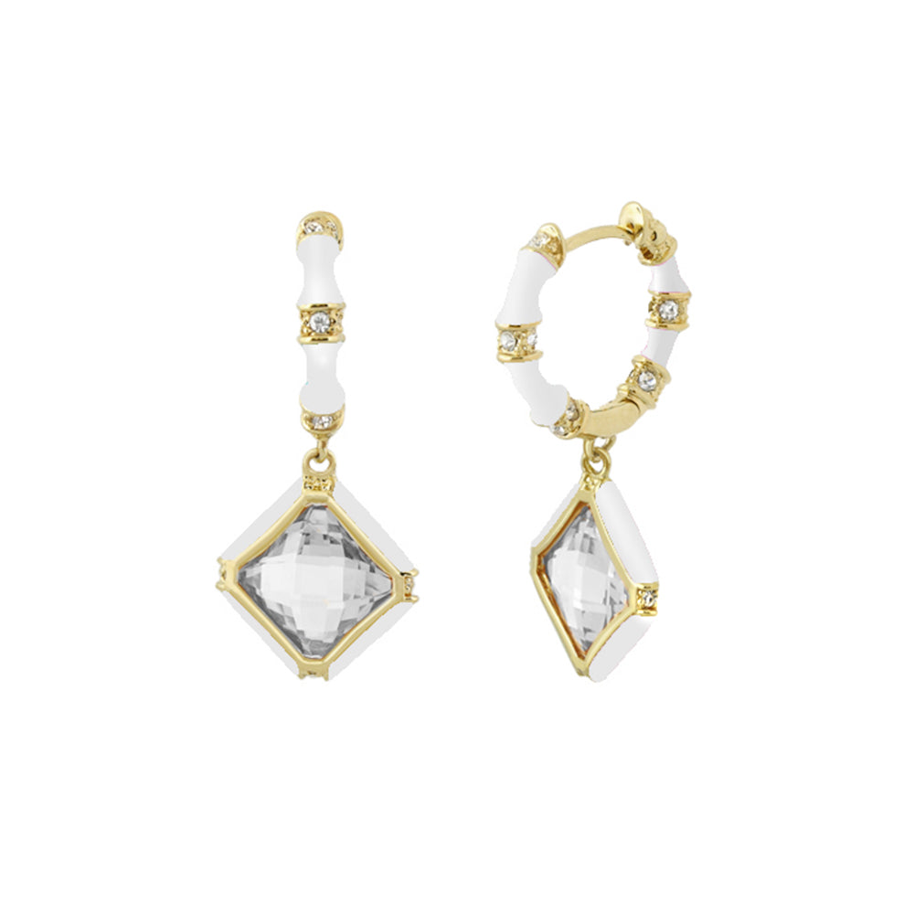 Prince Charming Earrings — Enamel-Framed Cushion Drop