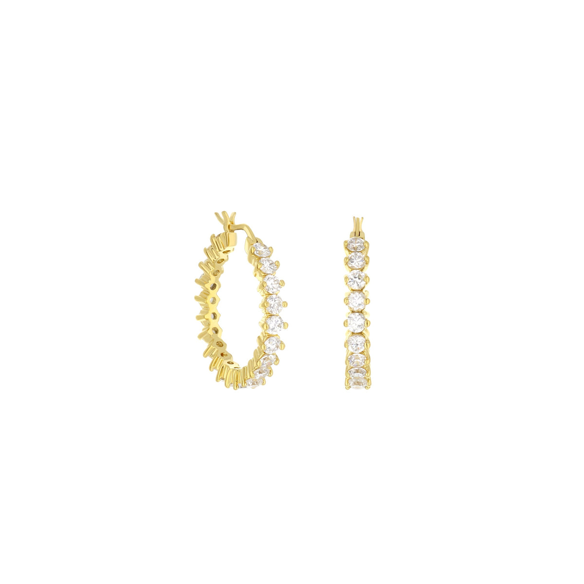 Pave Hoop Earrings — Oval Stone Row