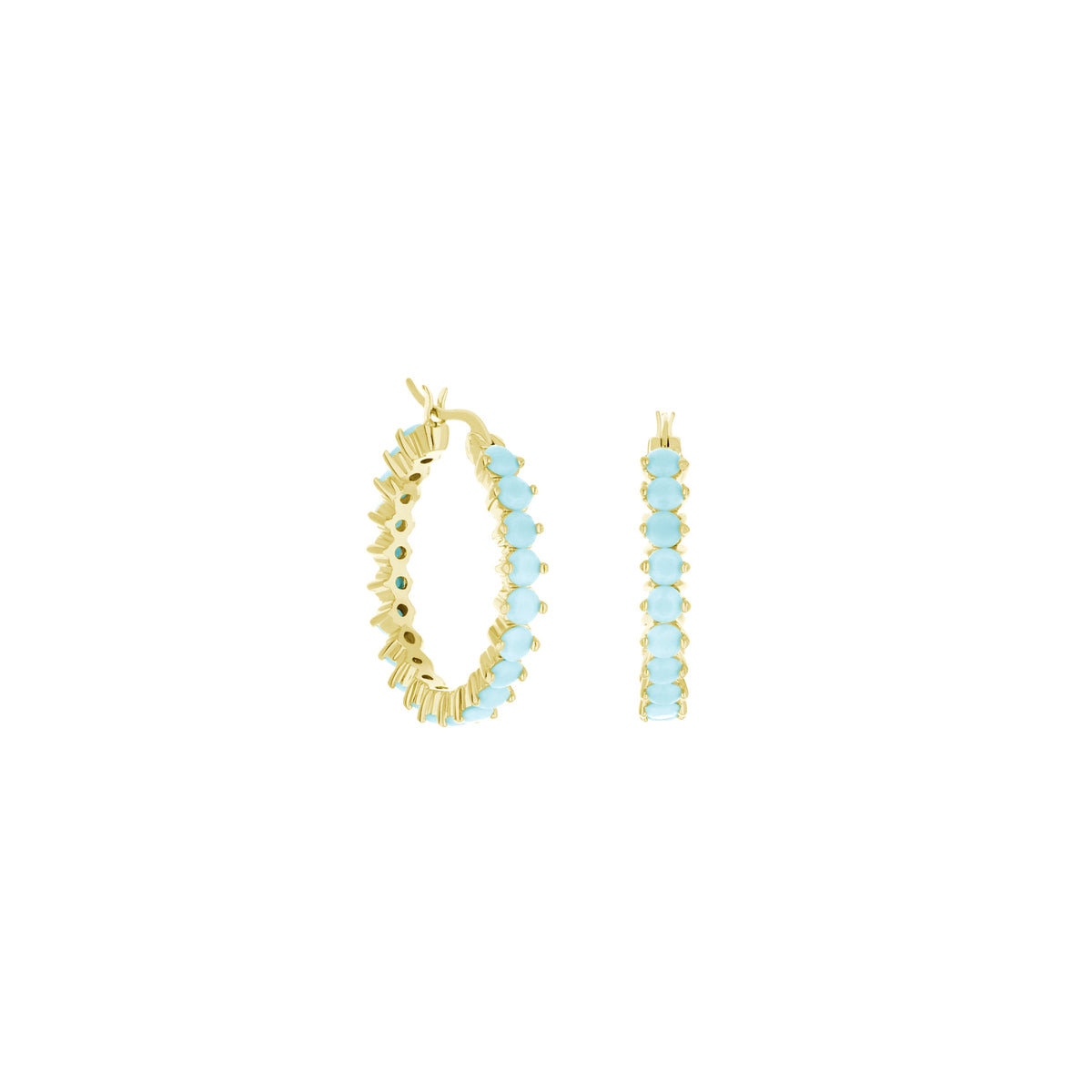 Pave Hoop Earrings — Oval Stone Row