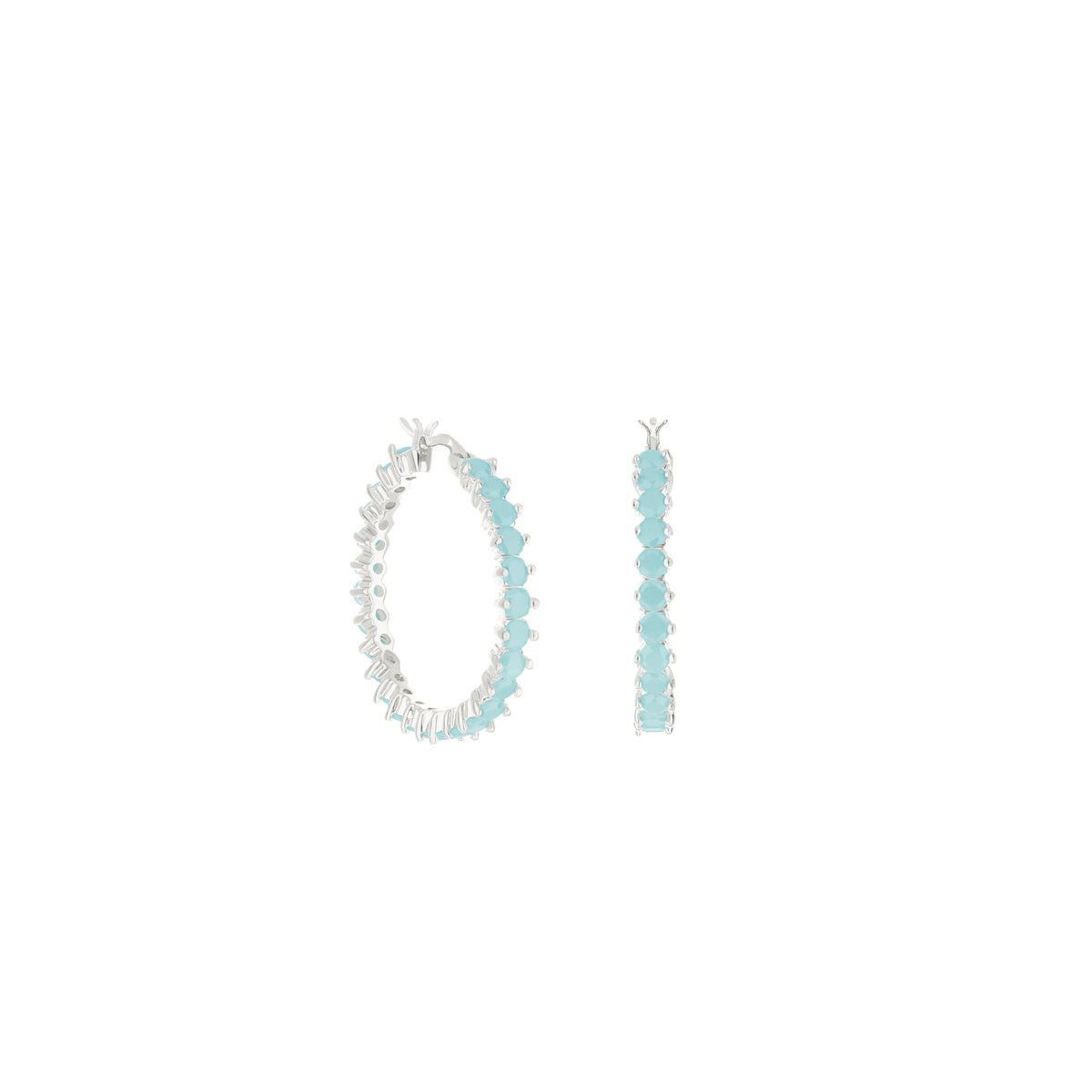 Pave Hoop Earrings — Oval Stone Row