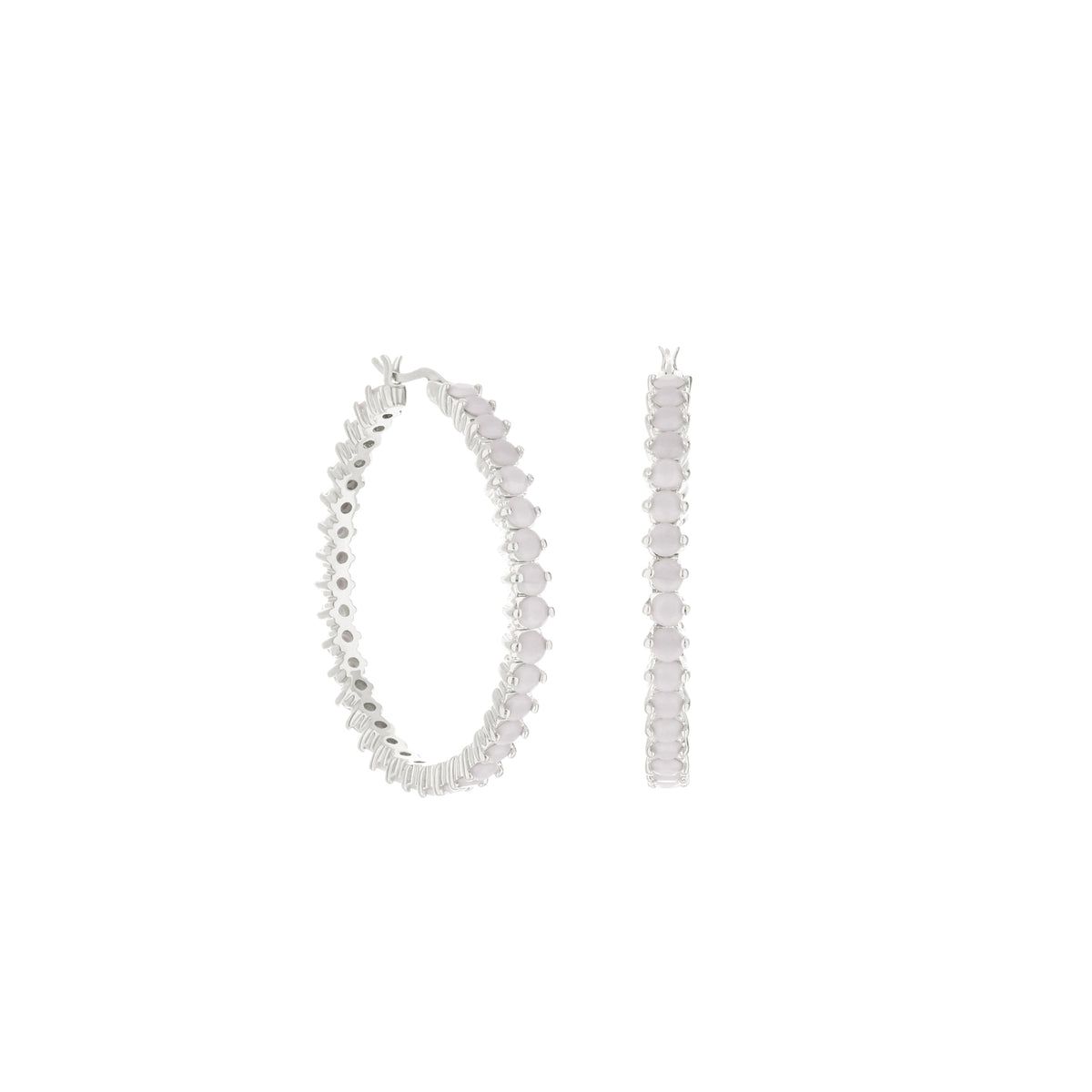 Pave Hoop Earrings — Oval Stone Row
