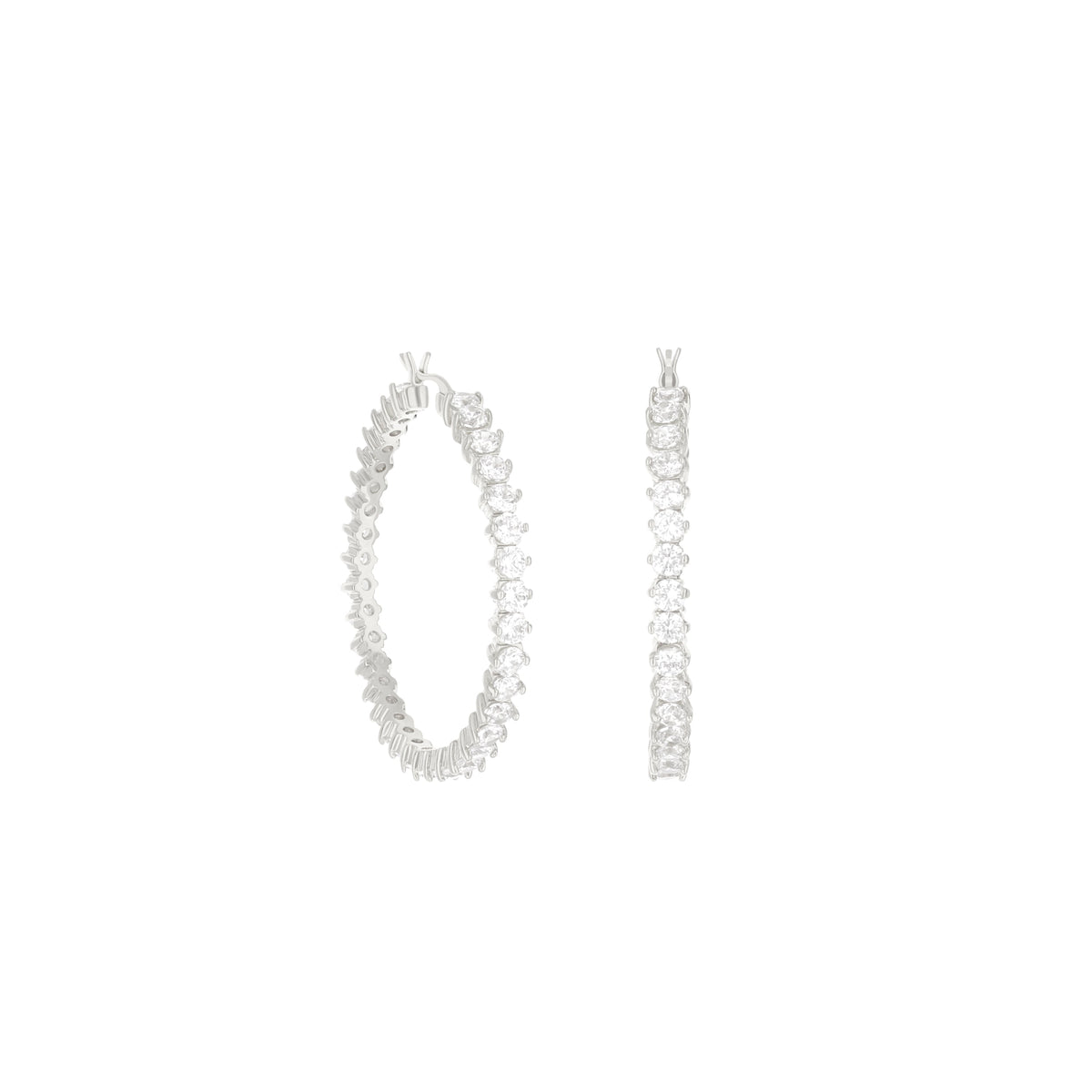 Pave Hoop Earrings — Oval Stone Row