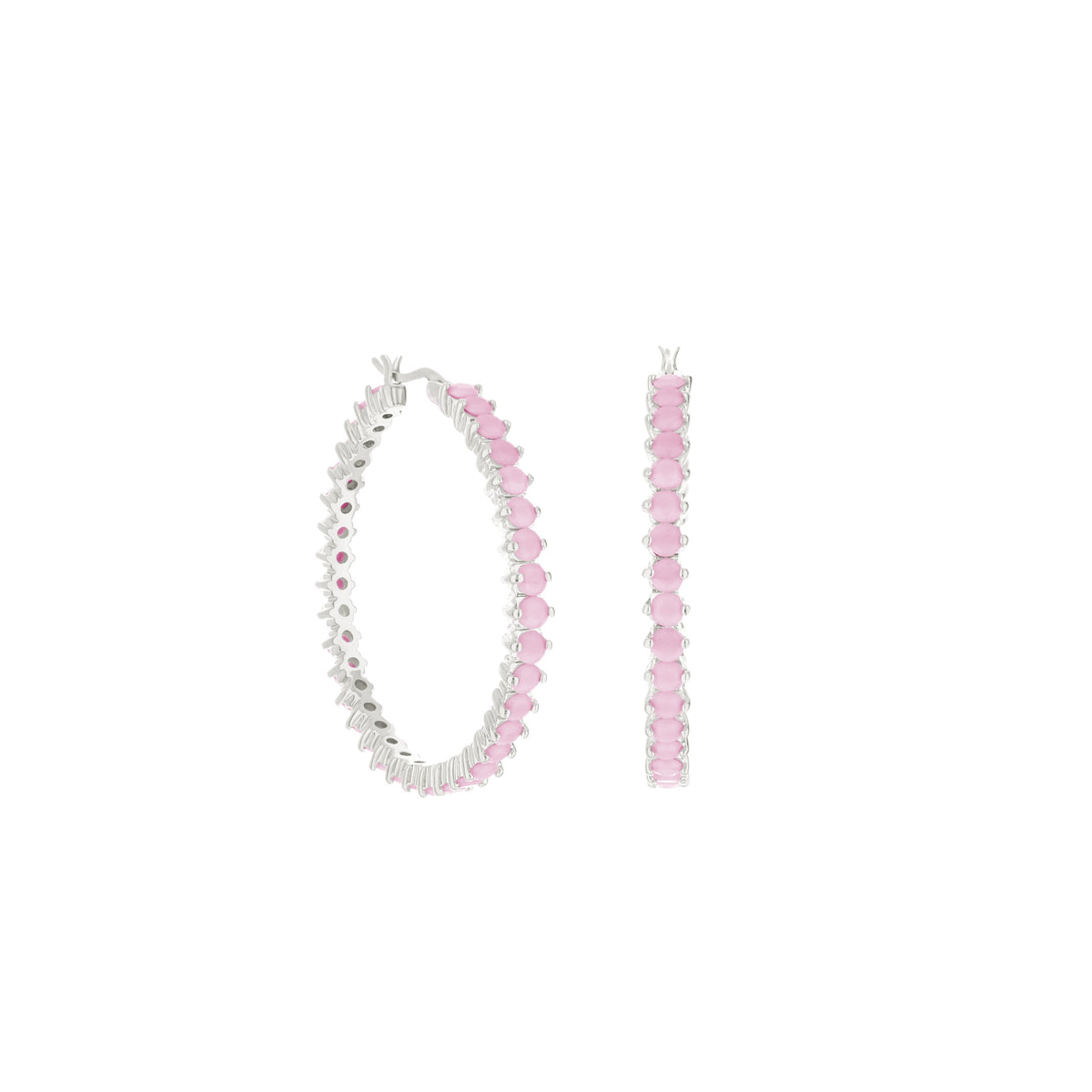 Pave Hoop Earrings — Oval Stone Row