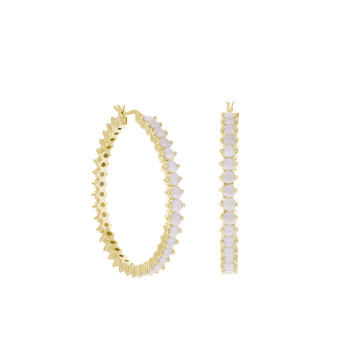 Pave Hoop Earrings — Oval Stone Row