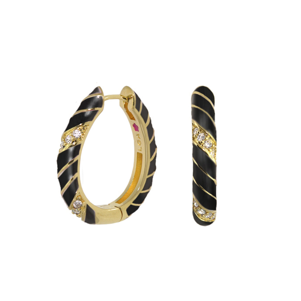 Stackable Fiesta Earrings — Enamel Stripe Pavé Hoop