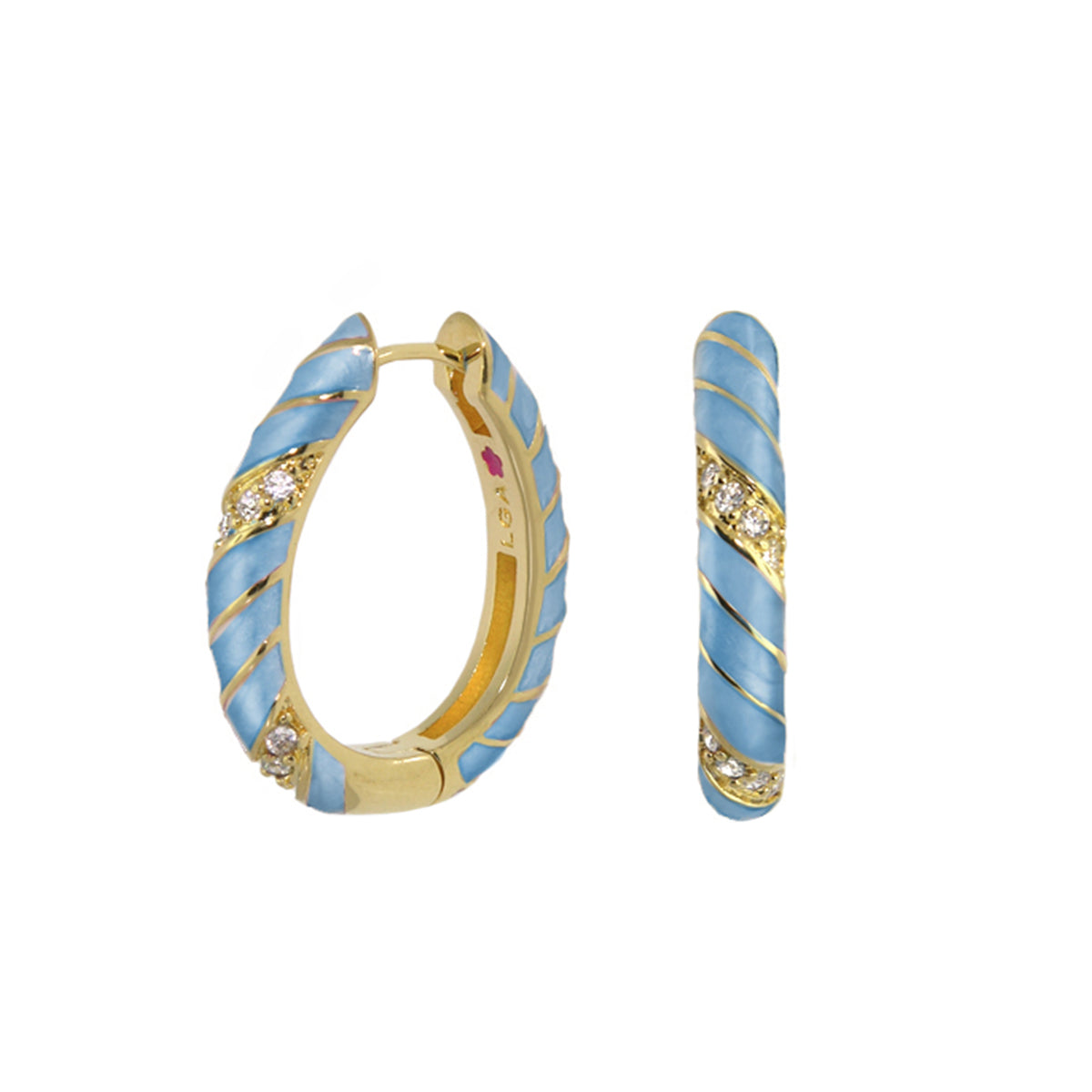Stackable Fiesta Earrings — Enamel Stripe Pavé Hoop
