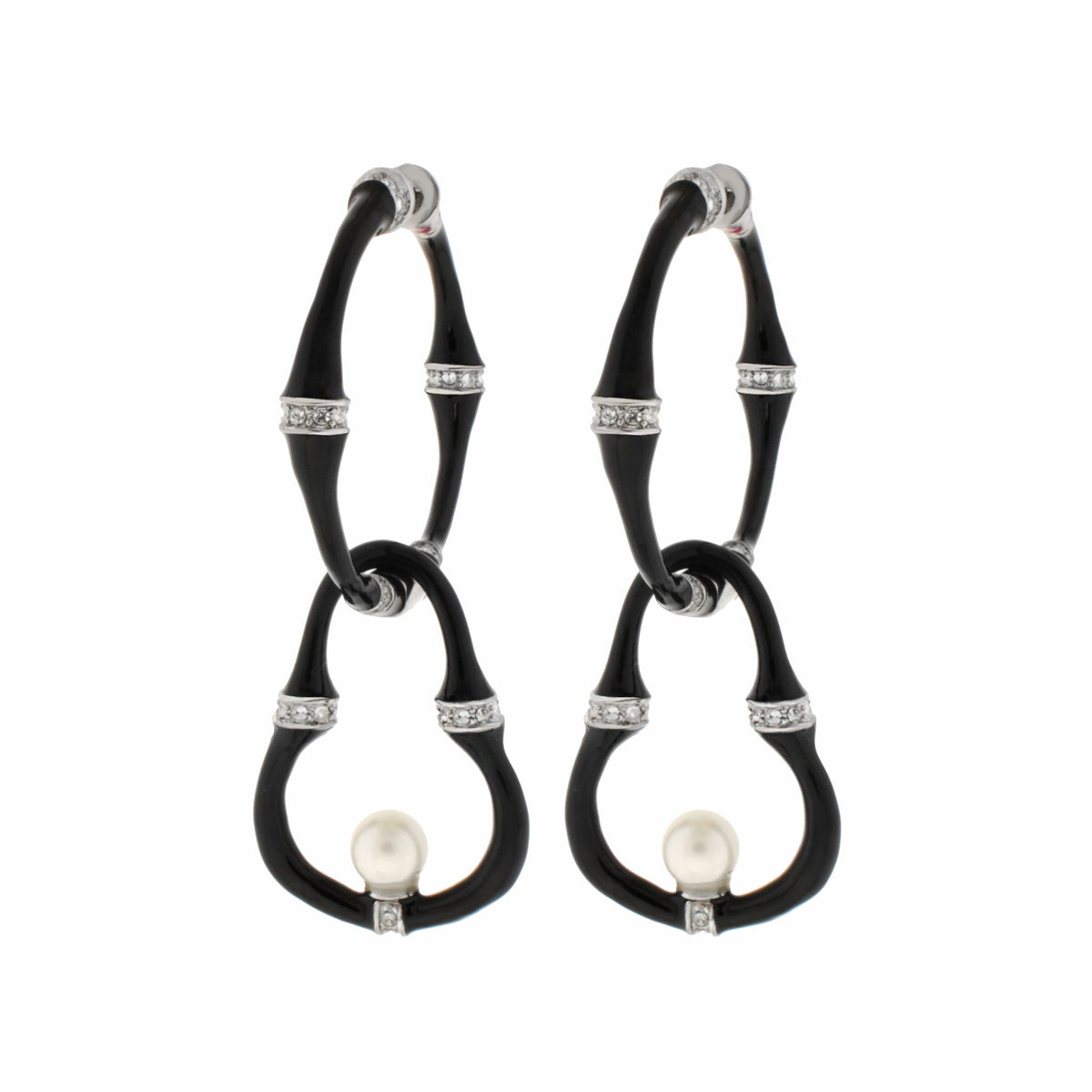 Bamboo Earrings — Pearl Drop