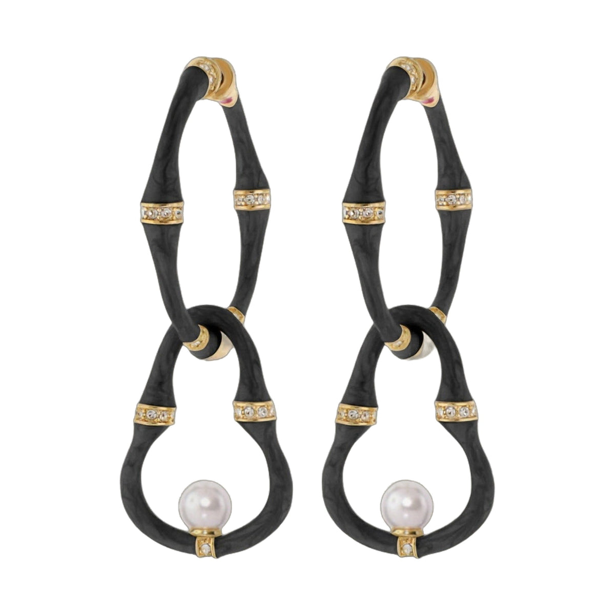 Bamboo Earrings — Pearl Drop