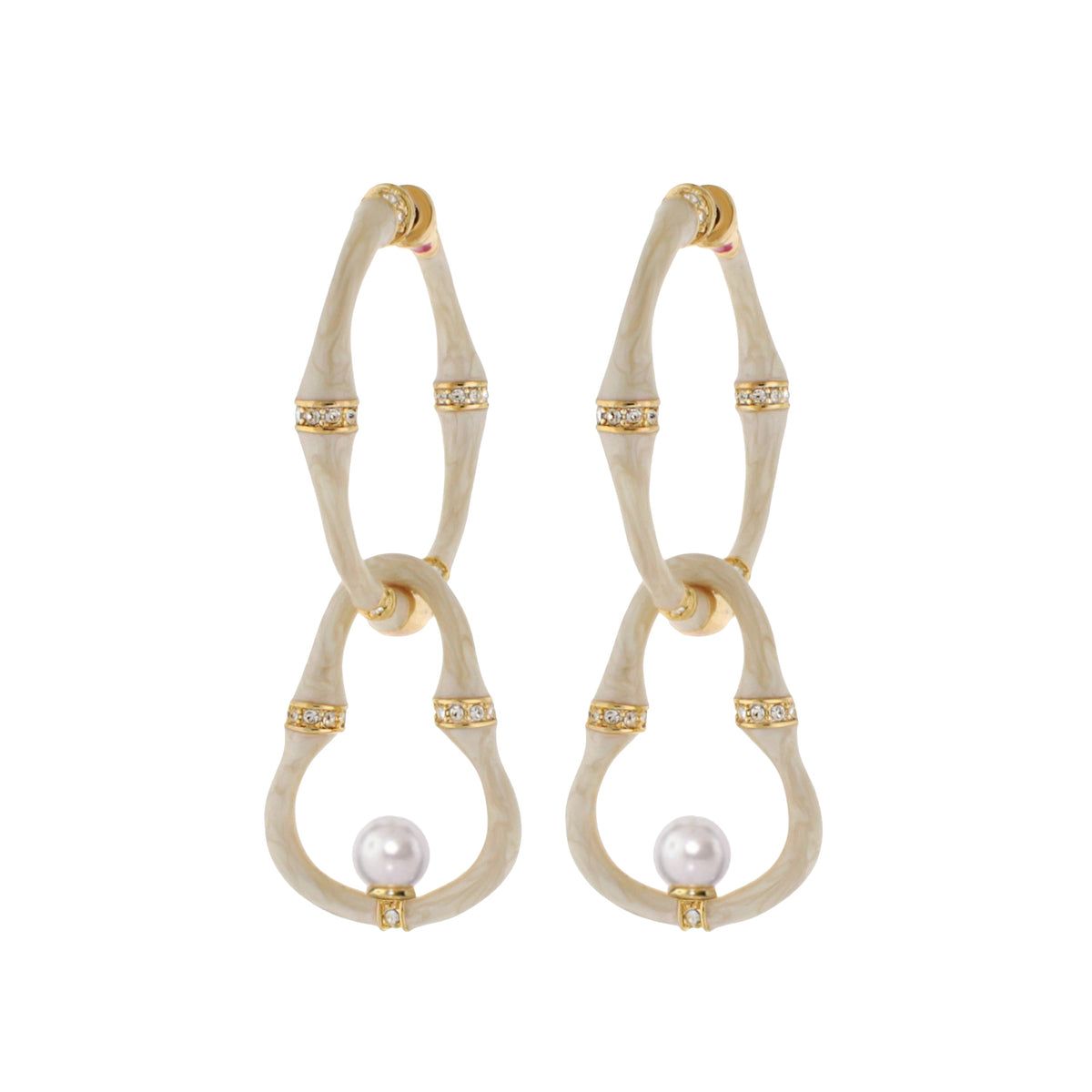 Bamboo Earrings — Pearl Drop