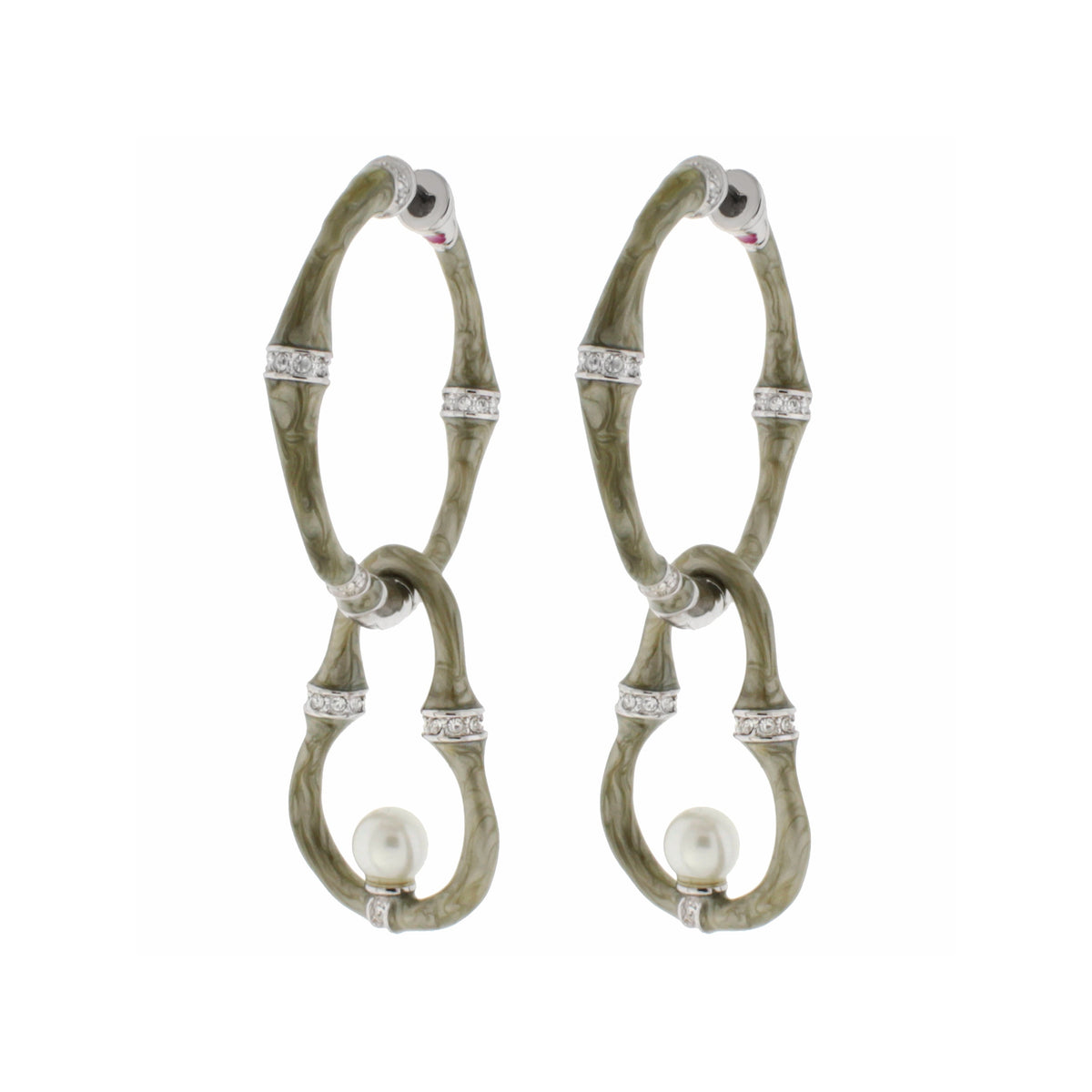 Bamboo Earrings — Pearl Drop