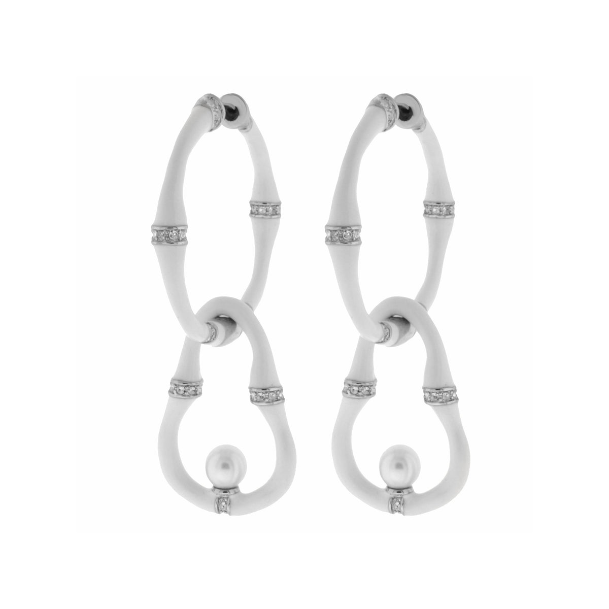 Bamboo Earrings — Pearl Drop