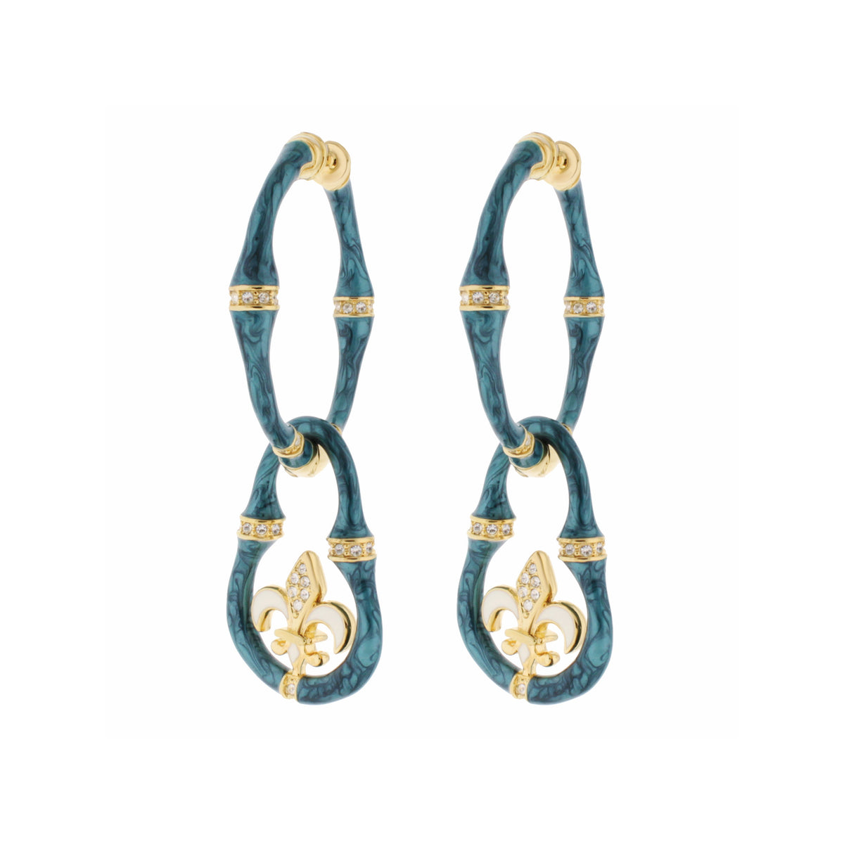 Bamboo Earrings — Fleur-de-Lis Drop