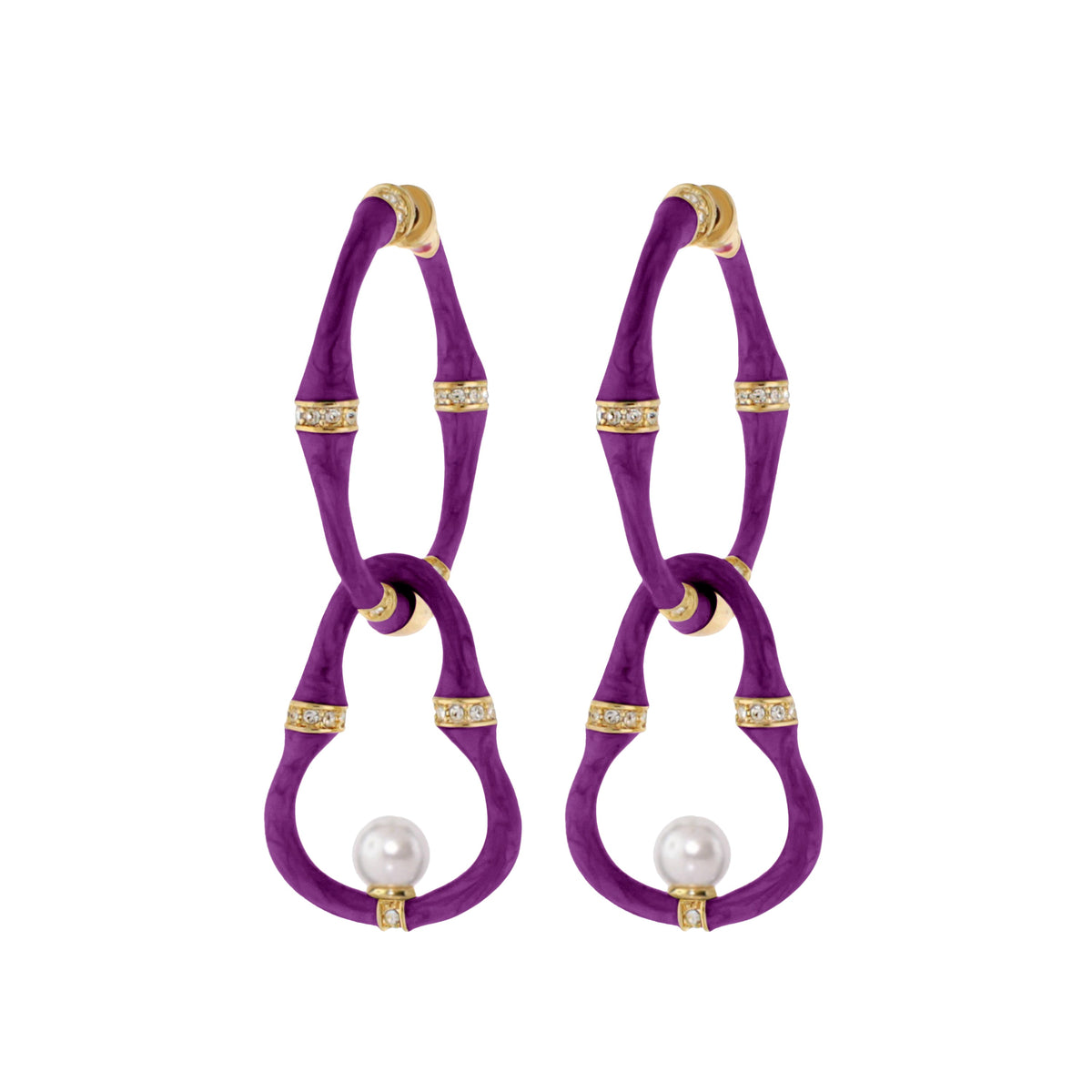 Bamboo Earrings — Pearl Drop