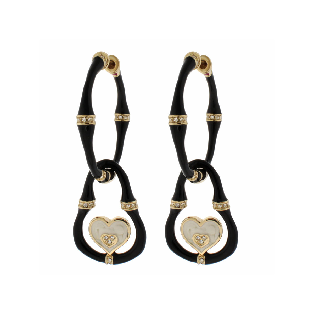 Bamboo Earrings — Heart Drop