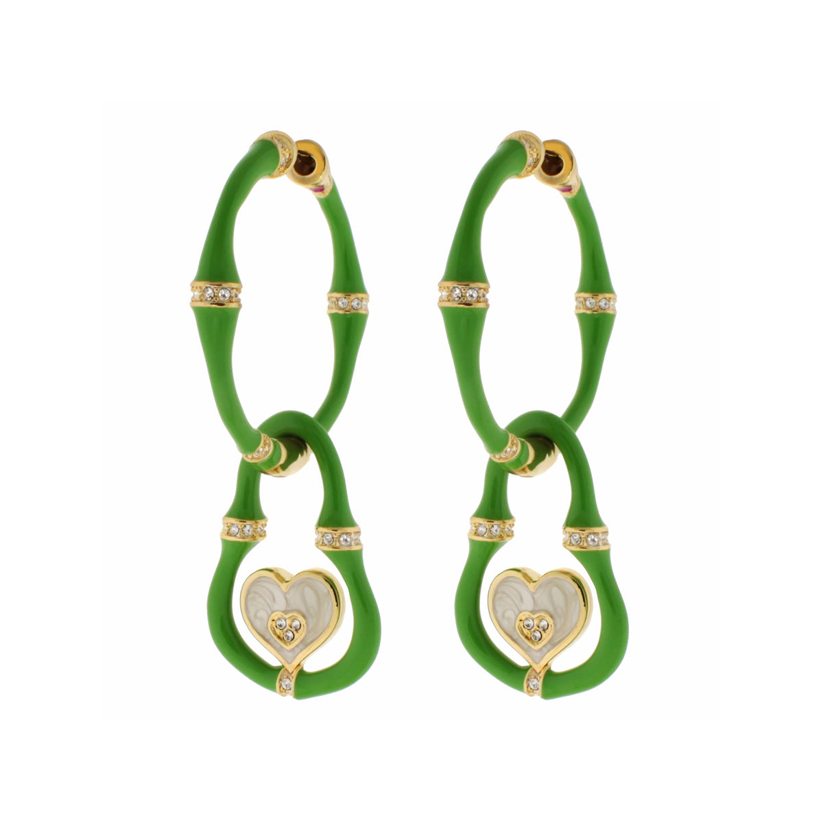 Bamboo Earrings — Heart Drop
